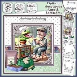cup1381296_68 - GREENHOUSE GARDENER Humorous 7.5 Card Kit & Optional Decoupage