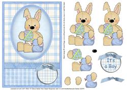Baby Bunny New Baby Boy Decoupage