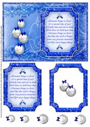 Elegant Christmas Baubles & Verse Blue Silver