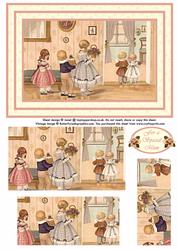Vintage Children with Gifts for Mum Pyramid Decoupage
