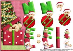 Christmas Noel Bears Over the Side and Decoupage