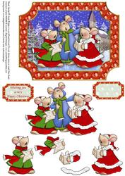 Christmas Carol Singing Mice Decoupage