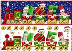 Christmas Train Large Dl Card with Decoupage