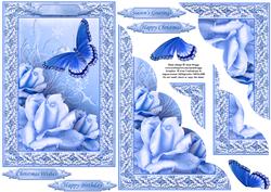 Frosted Roses & Butterfly Christmas or Birthday