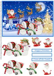 Snowman Family on Christmas Eve Decoupage