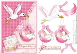 New Baby Girl & Stork Topper and Decoupage