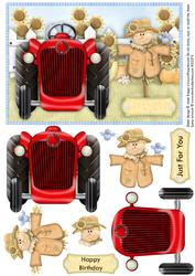 Down on the Farm Tractor & Scarecrow Decoupage