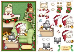 Playful Christmas Kitties Topper & Decoupage