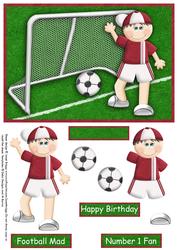 It's a Goal Red Footballer Topper Decoupage