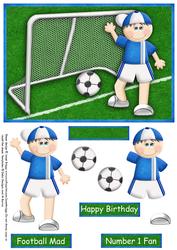 It's a Goal Blue Footballer Topper Decoupage