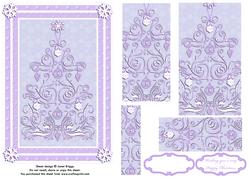 Lilac Contemporary Christmas Tree Card Front & Pyramid