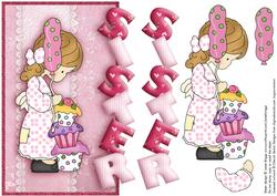 Over the Side Birthday Sister with Decoupage