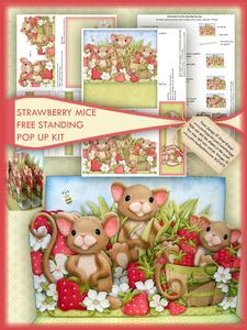 Strawberry Mice Freestanding Pop Up Card Kit