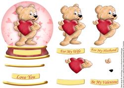 Bear in Love Globe Topper and Decoupage