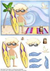 Surfing Hunk Topper and Decoupage