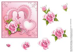 Wedding Heart Cameo with Roses Decoupage