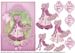Girl with Basket of Flowers Topper & Decoupage