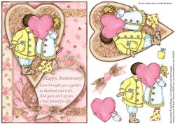 Wedding Anniversary Kiss Topper and Decoupage