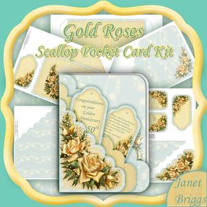 Gold Roses Scallop Pocket Card Kit