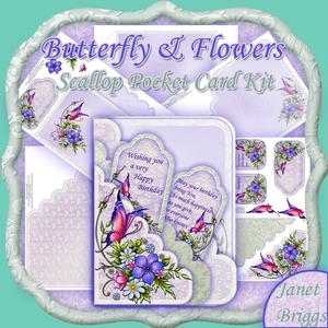 Butterfly & Flowers Scallop Pocket Card Kit