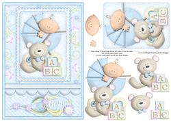 New Baby Boy in Pram Decoupage