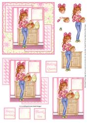 Baking Queen Quick Card with Decoupage