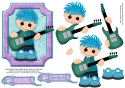 You Rock Teenager with Guitar Topper Decoupage