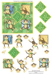 Monkeys Go Wild Male and Retirement Decoupage