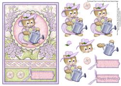 Cat with Watering Can Decoupage
