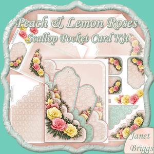 Peach & Lemon Roses Scallop Pocket Card Kit