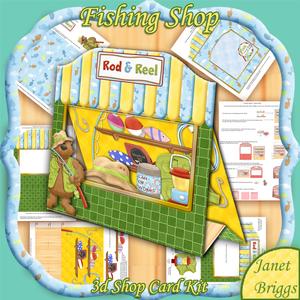 Fishing Shop 3D Pop Up Window Card Kit