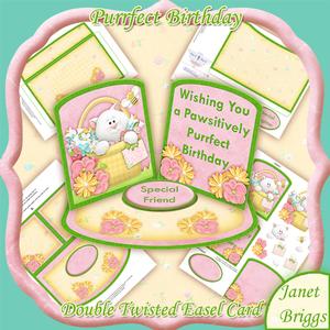 Purrfect Birthday Double Twisted Easel Card Kit