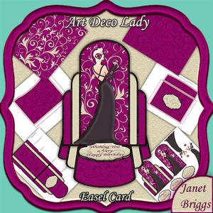 Art Deco Lady Easel Card Kit in Burgundy