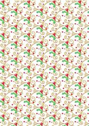 Holly Flourish on White Christmas Background Paper