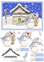 Build a Snowman Christmas Scene Decoupage