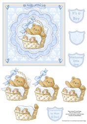 Baby Boy Bear Topper & Decoupage