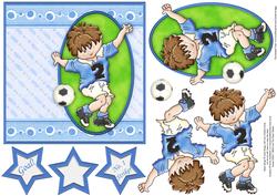 No. 1 Striker Blue Football Decoupage