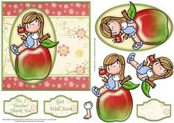 Apple a Day Get Well or Teacher Decoupage