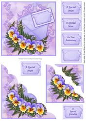 Lilac Pansies Scallop Corner Stacker