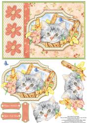Kitten in Lily Basket Topper & Decoupage