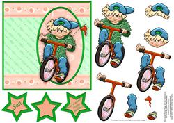 Wheelie Happy Birthday Bike Decoupage