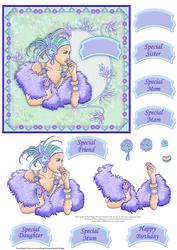 Art Deco Lady Decoupage in Jade and Lilac