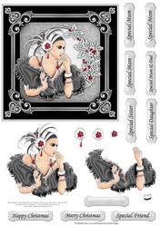 Art Deco Lady Christmas Black & Silver Decoupage