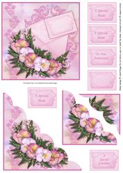 Pretty Pansies in Pink Scallop Corner Stacker