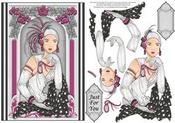 Art Deco Lady in Arch, Silver Decoupage