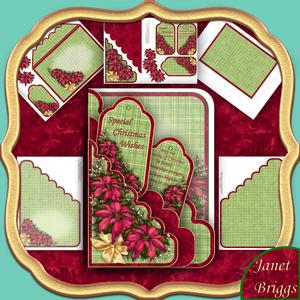 Christmas Poinsettia Scallop Pocket Card Kit