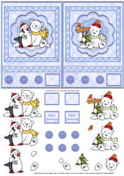 Polar Pals 2 A6 Christmas Cards with Decoupage