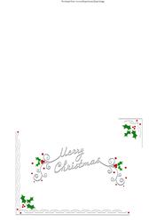 Christmas Insert Silver Holly Flourish Merry Christmas