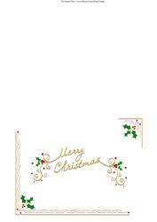 Christmas Insert Gold Holly Flourish Merry Christmas