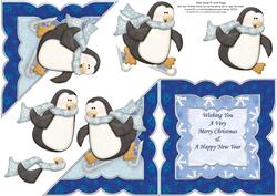 Skating Penguin All in One Over the Edge Card